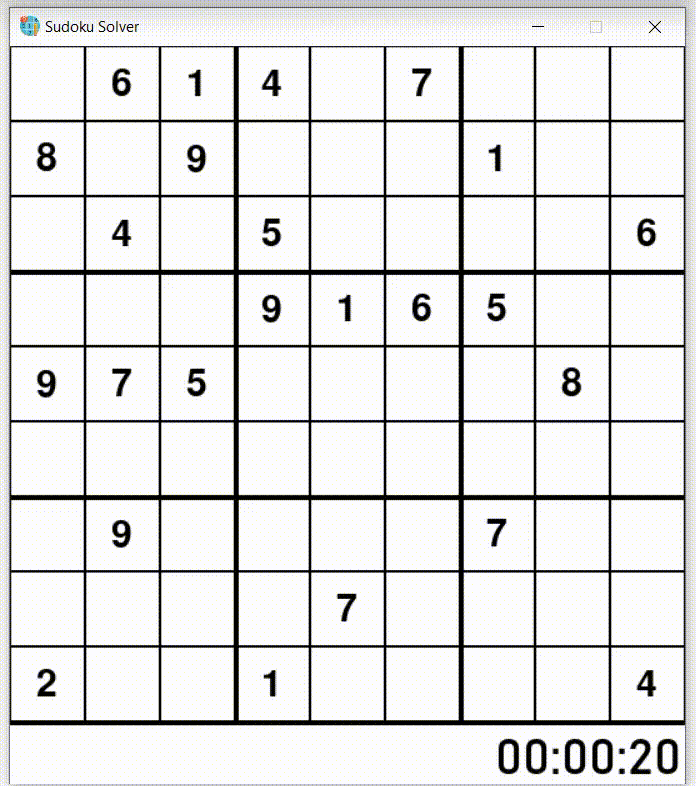 Sudoku Solver visualizing the backtracking algorithm